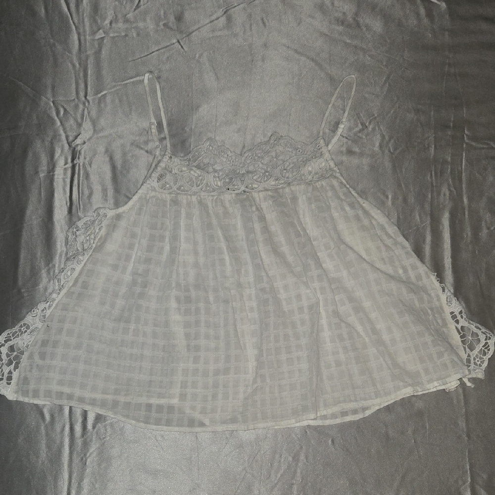 American Eagle White Lace Trim Cami Top